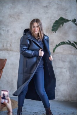 Kabát NOIR UNI OVERSIZE BLACK