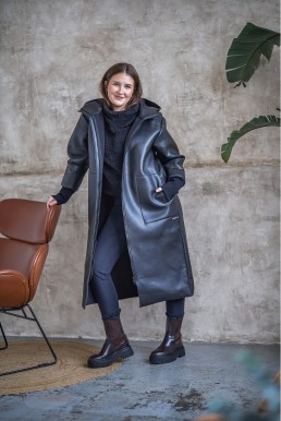 Kabát NOIR UNI OVERSIZE BLACK