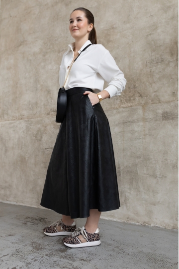 Sukně VERTIKA černá koženka