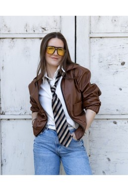 Bomber/bunda CHILL JACKET brown koženka