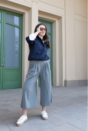 Široké kalhoty Pařížanky khaki