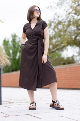 Zavinovací šaty Francesca midi - chocolate ultra light