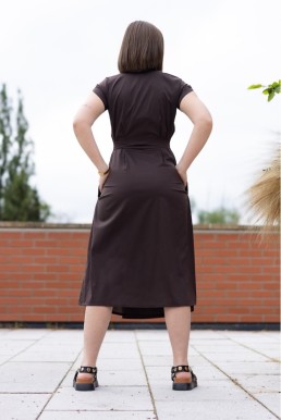 Zavinovací šaty Francesca midi - chocolate ultra light